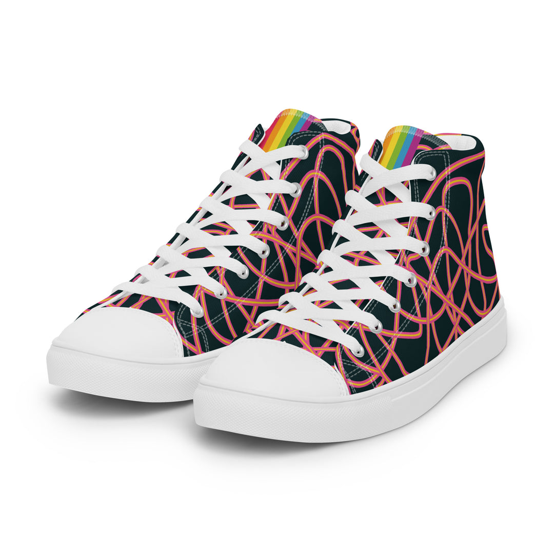 Pink Neon Squiggles High Top Trainers (female sizes) High Tops The Rainbow Stores