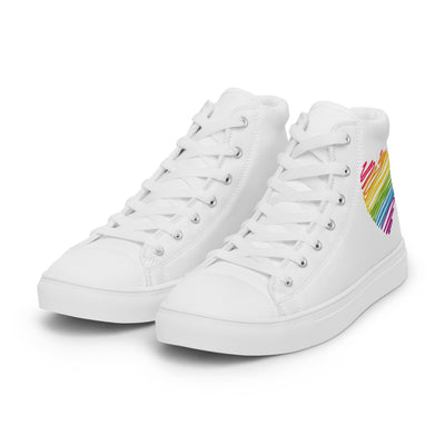 Rainbow Scribble Heart White High Top Trainers (female sizes) High Tops The Rainbow Stores