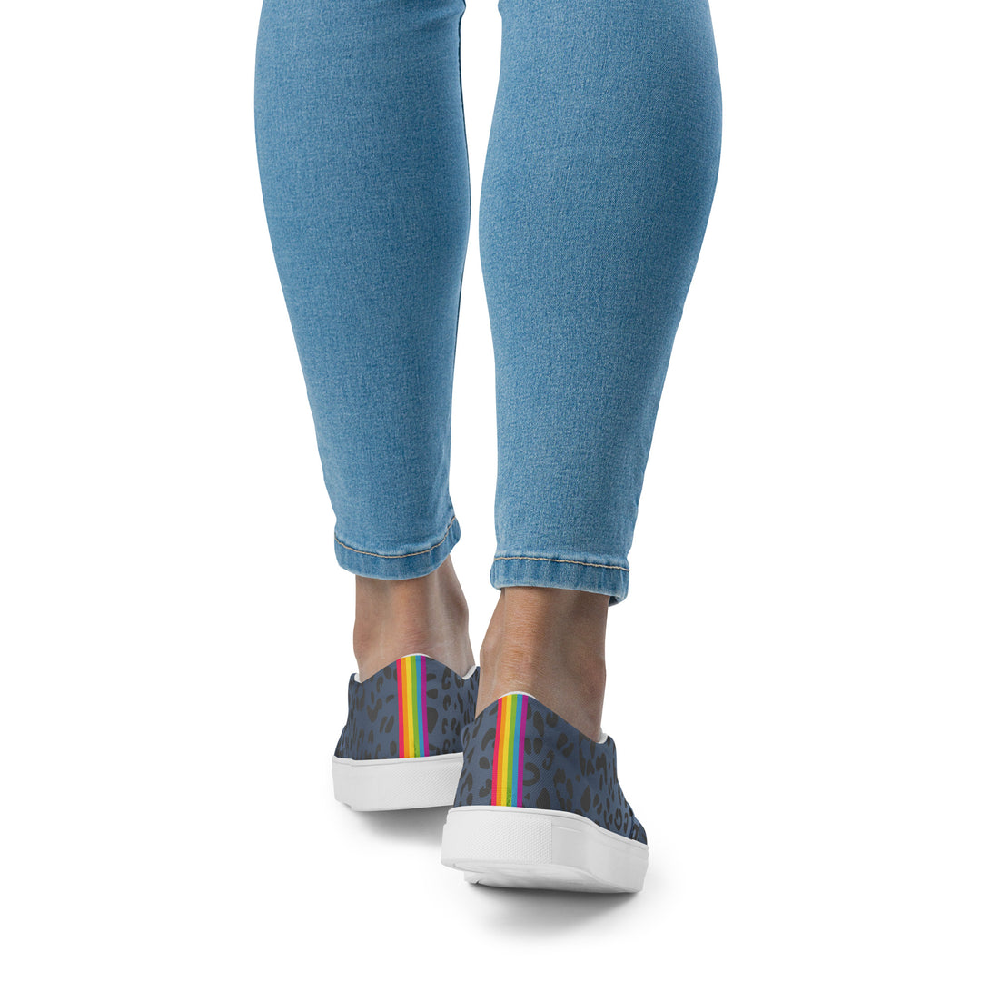 Rainbow Blue Leopard Print Slip-on Canvas Shoes (female sizes) Slip Ons The Rainbow Stores