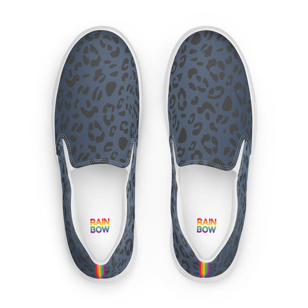 Rainbow Blue Leopard Print Slip-on Canvas Shoes (female sizes) Slip Ons The Rainbow Stores