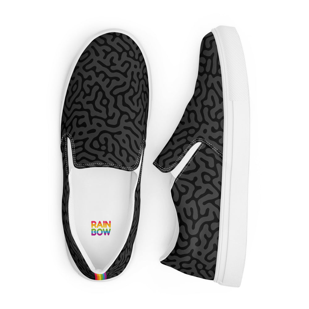 Black Turing Pattern Slip-on Shoes (female sizes) Slip Ons The Rainbow Stores