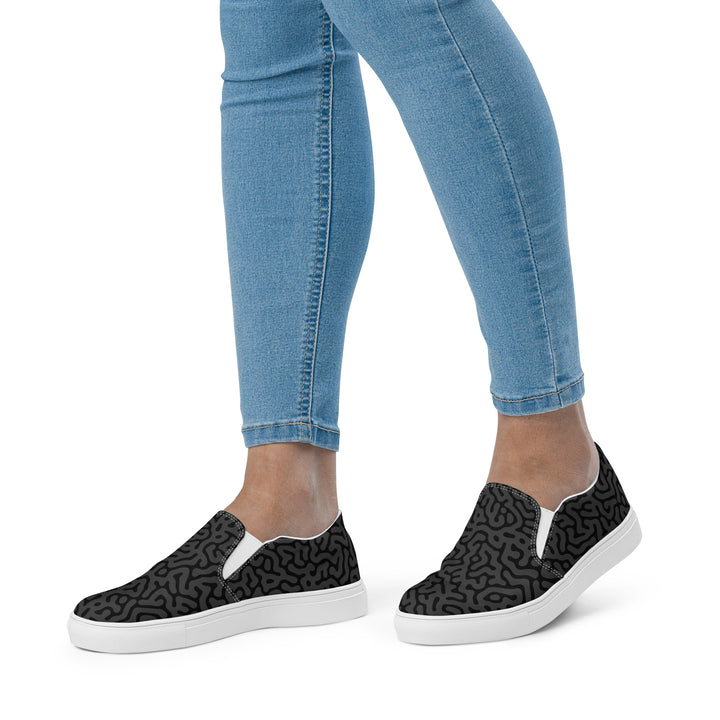 Black Turing Pattern Slip-on Shoes (female sizes) Slip Ons The Rainbow Stores