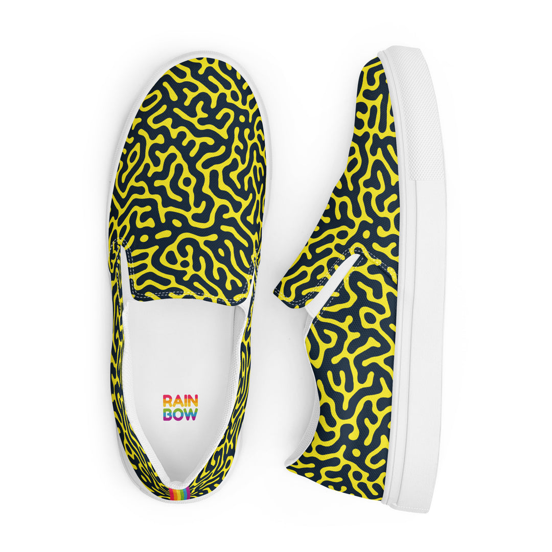 Blue on Yellow Turing Pattern Slip-on Shoes (female sizes) Slip Ons The Rainbow Stores