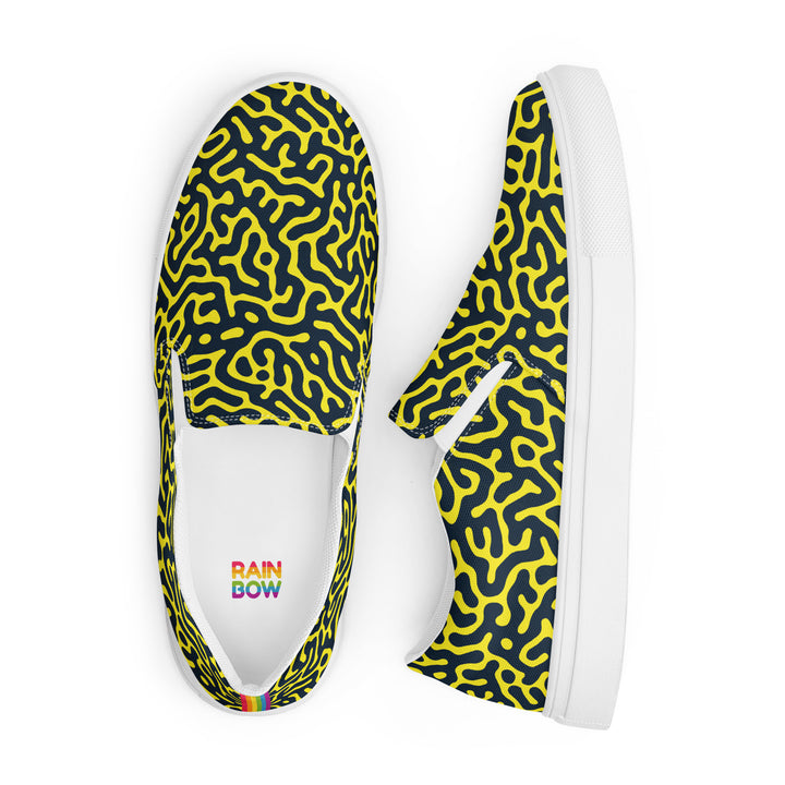 Blue on Yellow Turing Pattern Slip-on Shoes (female sizes) Slip Ons The Rainbow Stores