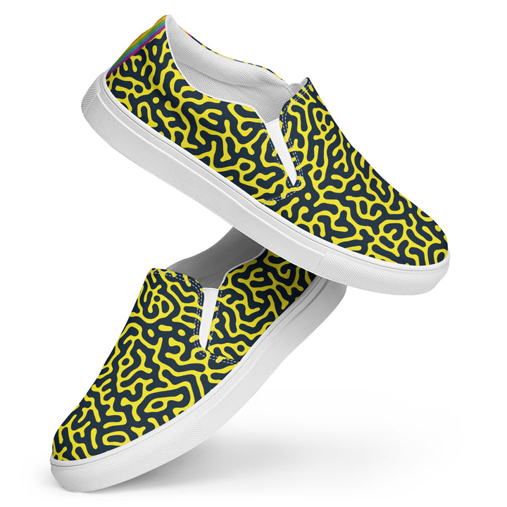 Blue on Yellow Turing Pattern Slip-on Shoes (female sizes) Slip Ons The Rainbow Stores
