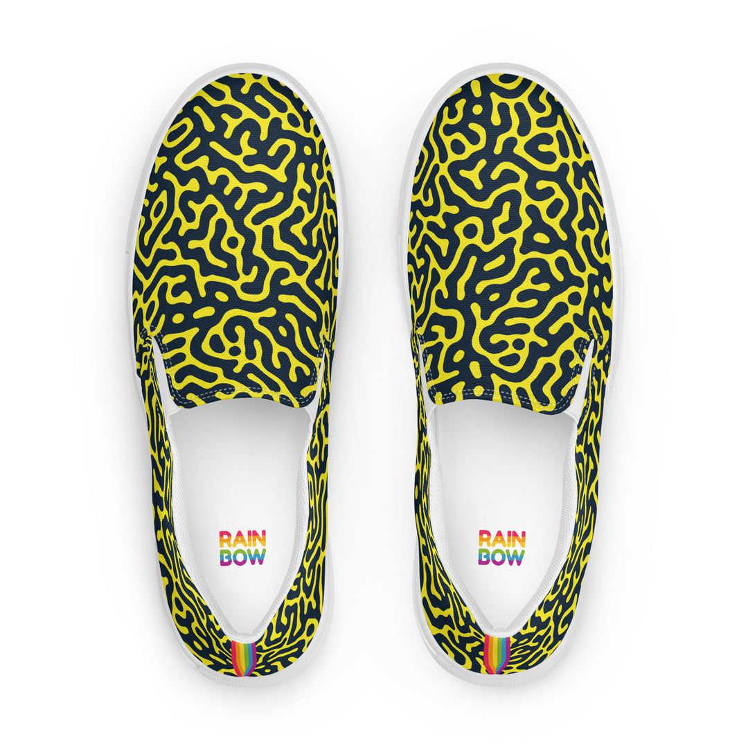 Blue on Yellow Turing Pattern Slip-on Shoes (female sizes) Slip Ons The Rainbow Stores