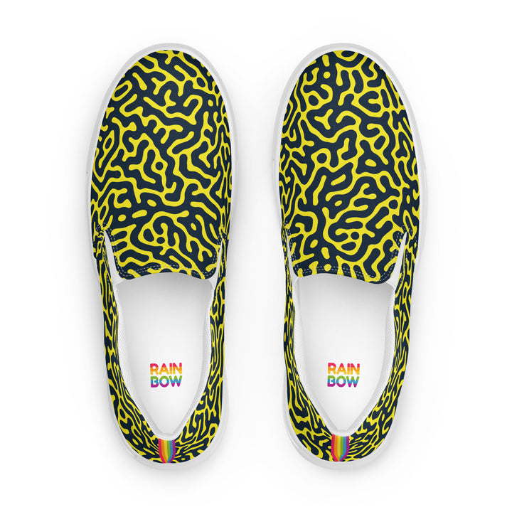 Blue on Yellow Turing Pattern Slip-on Shoes (female sizes) Slip Ons The Rainbow Stores