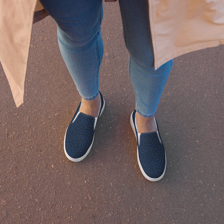 Blue Turing Pattern Slip-on Shoes (female sizes) Slip Ons The Rainbow Stores