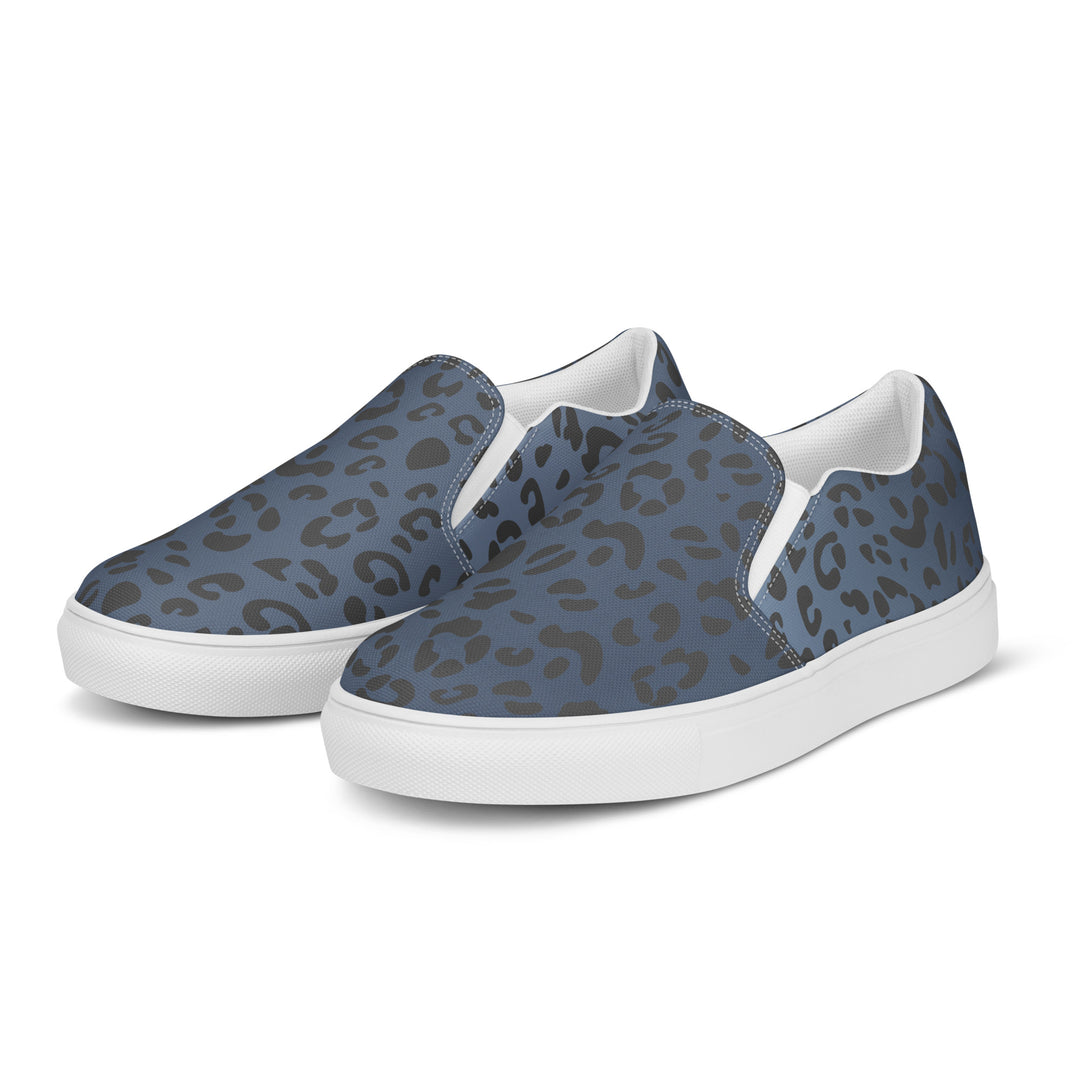 Rainbow Blue Leopard Print Slip-on Canvas Shoes (female sizes