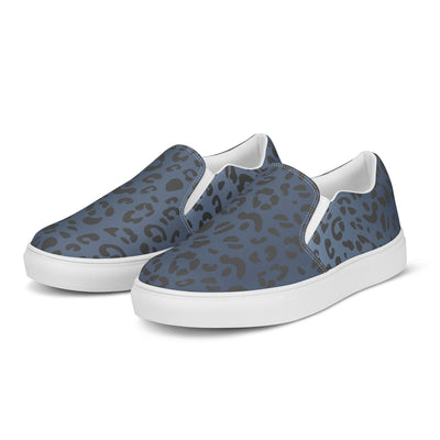 Rainbow Blue Leopard Print Slip-on Canvas Shoes (female sizes) Slip Ons The Rainbow Stores