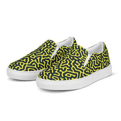 Blue on Yellow Turing Pattern Slip-on Shoes (female sizes) Slip Ons The Rainbow Stores